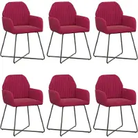 vidaXL - 6 chaises de salle à manger, tissu velours, couleur vin, 55 x 50 x 84 cm
