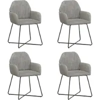 vidaXL - 4 chaises de salle à manger en velours, couleur gris clair, 55 x 50 x 84 cm