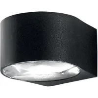 FABAS LUCE Applique Murale Led Extérieure Lao 12 W 1080 Lm 3000 K, Couleur Noire, En Aluminium Et Verre Cristal, Ip65, Design Moderne Et Élégant