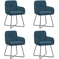 vidaXL Chaises de salle à manger, lot de 4, en velours (V), bleu, 59 x 56,5 x 86 cm