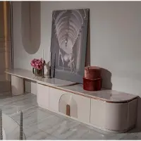 Xl Moebel Gmbh Meuble TV beige en bois avec portes coulissantes - Meuble TV