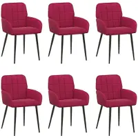 vidaXL - 6 chaises de salle à manger, tissu velours, couleur rouge vin, 56,5 x 50 x 86 cm