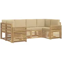 Syfax Ensemble de canapés d'extérieur 6 pcs Blanc et Beige