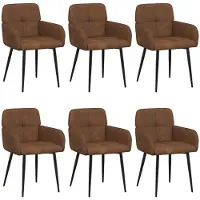 vidaXL - 6 chaises de salle à manger, revêtues en similicuir, couleur marron, dimensions : 59 x 56,5 x 85 cm