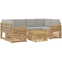vidaXL Ensemble de canapés d'extérieur , 7 pièces, polyester blanc et gris clair