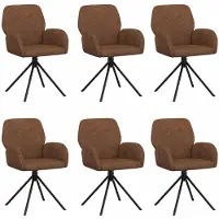 vidaXL : Ensemble de 6 chaises de salle à manger, revêtues en similicuir, couleur marron, dimensions : 54 x 55 x 86 cm