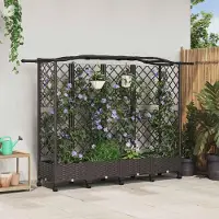 Prolenta Maison Exclusive - Jardinière surélevée avec treillis et toit, couleur marron, dimensions 203,5 x 40 x 129 cm, en plastique PP