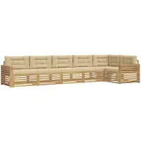 vidaXL Ensemble de canapés d'extérieur , 6 pièces, blanc et beige, 410 x 172,5 x 73 cm