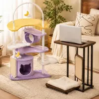 Northio Ensemble de mobilier pour chat (2 pièces) – Table d'appoint griffoir 4-en-1 et arbre à chat « Moon » de 158 cm