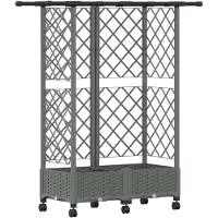 vidaXL Jardinière surélevée avec treillis et toit, gris clair, 124 x 40 x 127 cm, PP