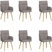 vidaXL : 6 chaises de salle à manger, tissu taupe, 60 x 56 x 96 cm