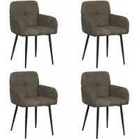 vidaXL : 4 chaises de salle à manger, revêtues de similicuir, couleur gris foncé
