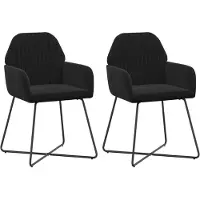 vidaXL - 2 chaises de salle à manger en velours, noires, 55 x 50 x 84 cm