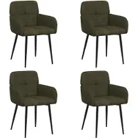 vidaXL - 4 chaises de salle à manger en similicuir, couleur olive