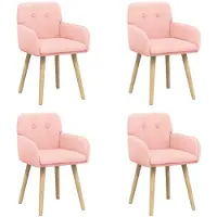 vidaXL Chaises de salle à manger, lot de 4, tissu bouclé rose, 59 x 56 x 86 cm