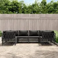 Prolenta Ensemble de salon de jardin exclusif, 6 pièces, avec coussins, couleur anthracite, en acier