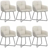 vidaXL - 6 chaises de salle à manger en velours, couleur crème, dimensions : 59 x 56,5 x 86 cm