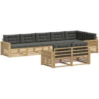 vidaXL Ensemble de salon de jardin 8 pièces, blanc et anthracite, en polyester