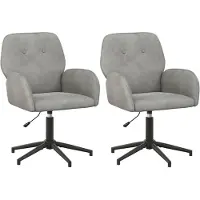 vidaXL - 2 chaises de bureau, 54 x 55 x 90 cm, gris clair, revêtement en velours