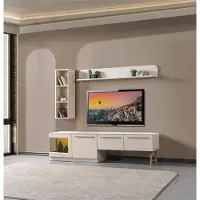 AEA Meuble TV bas, style moderne, couleur blanche, confortable, idéal pour le salon, neuf et pratique