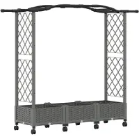 vidaXL Jardinière surélevée avec treillis et toit, gris clair, 169 x 40 x 129 cm, PP