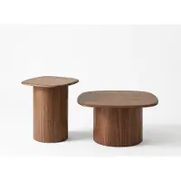 AEA Ensemble de tables basses, couleur marron, style moderne, plateau en bois, pieds en bois