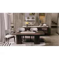 Xl Moebel Gmbh Ensemble élégant pour salle à manger : table en bois, 4 chaises rembourrées, buffet