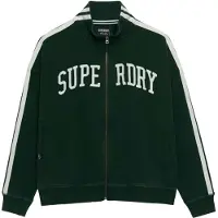 Superdry Veste de survêtement 'Athletic Essentials' vert foncé / blanc