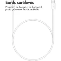 IMoshion Câble USB-C vers USB-C - Tressé - 0,5 mètre - Blanc