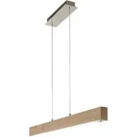 FABAS LUCE Suspension Led Badia 43 W 4320 Lm 3000 K, Structure En Métal Et Chêne, Intensité Variable, Design Moderne, Longueur 110 Cm, Classe 1