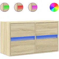 vidaXL Armoire TV murale avec éclairage LED Chêne Sonoma 80x31x45 cm