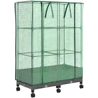 vidaXL Jardinière avec couvercle de serre et roulettes, lot de 2, PP