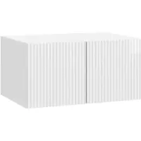 vidaXL Meuble TV mural 59,5 x 41 x 30 cm Blanc brillant