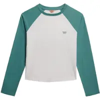 Superdry pour femme. W6012254A Logo Baseball essentiel vert haut de gamme (XL), Casuel, Coton, Manche longue