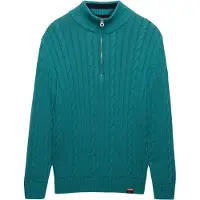 Superdry Femme Pull à Demi-zip en Maille Torsadée Décontracté Green Taille: 34