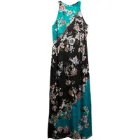 Superdry pour femme. W8012040A Robe en jacquard bleu, noir (S), Casuel, Fête, Viscose, Sans manches / bretelles