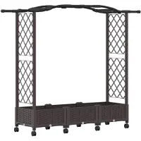 vidaXL Jardinière surélevée avec treillis et roulettes, marron, 169 x 40 x 129 cm, PP