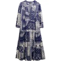 Superdry pour femme. W8012029A Robe Woven Tiered bleue (XS), Casuel, Viscose, Manche longue