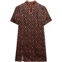 Superdry Femme Robe Courte en Jacquard à col Mao Black Taille: 38