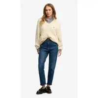 Superdry Femme Pull à Câbles Col V OverTaille White Taille: 42