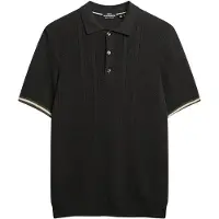 Superdry pour homme. M1110441A Polo Texture noir (XL), Casuel, Coton, Manche courte