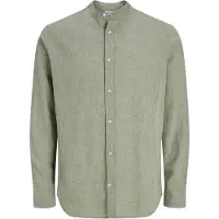 Jack & Jones Esummer Linen Blend Band Long Sleeve Shirt Vert L Homme