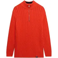 Superdry Slouchy Cable Half Zip Sweater Orange 2XS Femme