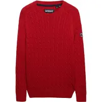 Superdry pour femme. W6110610A Pull ample à motifs torsadés rouge (S), Casuel, Tissu