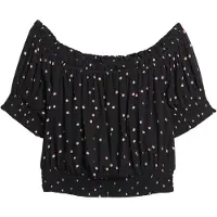 Superdry Smocked Crop Short Sleeve Top Noir S Femme