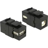 DeLOCK Adaptateur Keystone : prise USB 2.0 A vers prise USB 2.0 B, noir