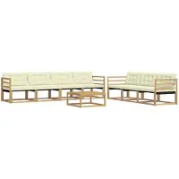 vidaXL Ensemble de salon de jardin 8 pièces, blanc et crème