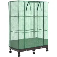 vidaXL Jardinière de jardin avec couvercle de serre et roues, lot de 2, marron