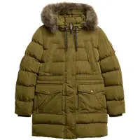 Superdry Femme Doudoune Mi-longue en Fausse Fourrure Everest Vert Taille: 36