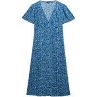Superdry Print Button Tea Short Sleeve Midi Dress Bleu XS Femme